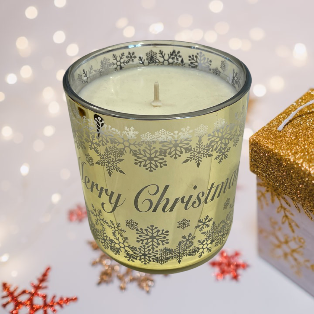 Merry Christmas Gold & Silver Large Vogue Candle Jars